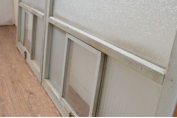 アンティーク建具　小窓付きのガラス窓2枚セット(引き戸、ガラス戸)(R-067553)