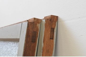 アンティーク建具　小窓付きのガラス窓2枚セット(引き戸、ガラス戸)(R-067553)