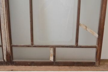 アンティーク建具　大正ロマンの雰囲気漂うガラス窓2枚セット(引き戸、ガラス戸)(R-067554)