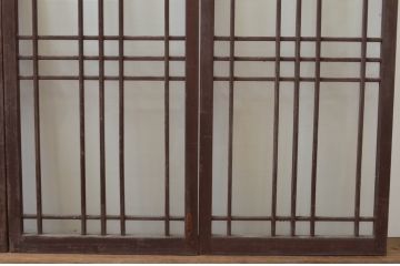 アンティーク建具　ペイント仕上げ限定　大正ロマン　和モダンな空間を演出するペイントガラス窓4枚セット(引き戸、ガラス戸)(R-067556)