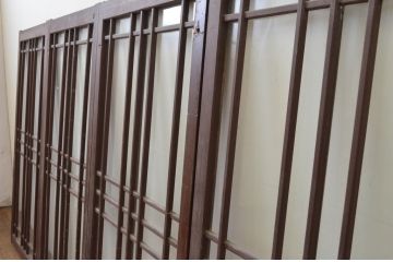 アンティーク建具　ペイント仕上げ限定　大正ロマン　和モダンな空間を演出するペイントガラス窓4枚セット(引き戸、ガラス戸)(R-067556)