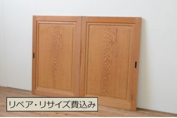 ビンテージ建具　高級杉材　数寄屋で使われていた杉材一枚板の板戸窓2枚セット(引き戸、ヴィンテージ)(R-067558)