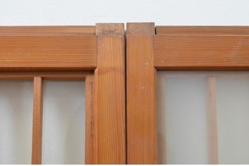 アンティーク建具　両面ガラス　鶴と亀の彫刻が目を惹く!上質な和の空間づくりにおすすめな書院戸2枚セット(窓、引き戸、ガラス戸)(R-067564)