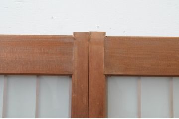 アンティーク建具　両面ガラス　大胆かつ繊細な彫刻が美しい書院戸4枚セット(窓、ガラス戸、引き戸)(R-067566)