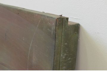 アンティーク建具　珍しい銅板張り!経年を感じさせる風合いが魅力の横長引き戸1枚(窓)(R-067568)