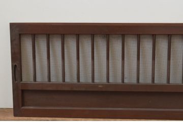 アンティーク建具　縦格子入り　和の風情漂わせる横長引き戸2枚セット(窓、格子戸)(R-067570)