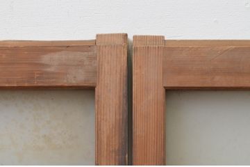 アンティーク建具　趣ある木味が魅力的なガラス窓2枚セット(ガラス戸、引き戸)(R-067574)