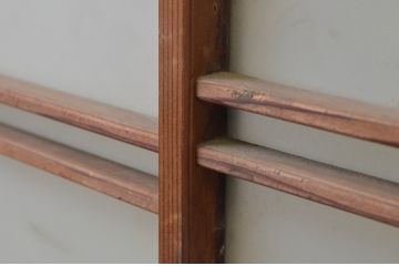 アンティーク建具　趣ある木味が魅力的なガラス窓2枚セット(ガラス戸、引き戸)(R-067574)
