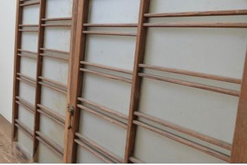 アンティーク建具　趣ある木味が魅力的なガラス窓2枚セット(ガラス戸、引き戸)(R-067574)