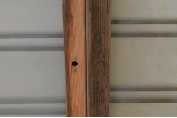 アンティーク建具　趣ある木味が魅力的なガラス窓2枚セット(ガラス戸、引き戸)(R-067574)