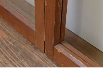 アンティーク建具　シンプルなデザインで使いやすい大判ガラス窓4枚セット(ガラス戸、引き戸)(R-067575)