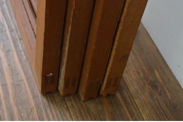アンティーク建具　シンプルなデザインで使いやすい大判ガラス窓4枚セット(ガラス戸、引き戸)(R-067575)