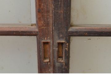 アンティーク建具　レトロな雰囲気づくりにおすすめのガラス窓4枚セット(ガラス戸、引き戸)(R-067576)