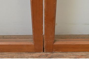 アンティーク建具　木の温かみが感じられる大判ガラス窓2枚セット(ガラス戸、引き戸)(R-067577)