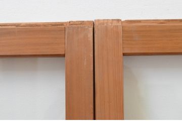 アンティーク建具　木の温かみが感じられる大判ガラス窓2枚セット(ガラス戸、引き戸)(R-067577)