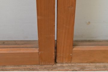 アンティーク建具　木の温かみが感じられる大判ガラス窓2枚セット(ガラス戸、引き戸)(R-067577)