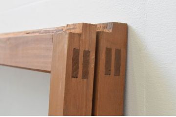 アンティーク建具　木の温かみが感じられる大判ガラス窓2枚セット(ガラス戸、引き戸)(R-067577)