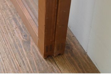 アンティーク建具　木の温かみが感じられる大判ガラス窓2枚セット(ガラス戸、引き戸)(R-067577)