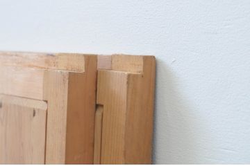 アンティーク建具　横桟　明るい木味であたたかな空間を演出する格子窓2枚セット(格子戸、引き戸、舞良戸、まいらど)(R-067578)