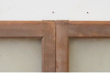 アンティーク建具　昭和レトロな雰囲気が漂うガラス窓2枚セット(ガラス戸、引き戸)(R-067579)