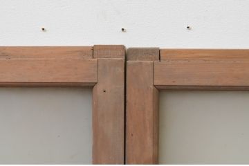 アンティーク建具　昭和レトロな雰囲気が漂うガラス窓2枚セット(ガラス戸、引き戸)(R-067579)