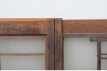 アンティーク建具　落ち着いた木色と繊細な組子が魅力的!両面ガラスの書院戸4枚セット(窓、ガラス戸、引き戸)(R-067580)