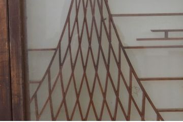 アンティーク建具　落ち着いた木色と繊細な組子が魅力的!両面ガラスの書院戸4枚セット(窓、ガラス戸、引き戸)(R-067580)