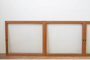 アンティーク建具　昭和レトロな雰囲気を盛り上げる大判ガラス窓4枚セット(ガラス戸、引き戸)(R-067581)