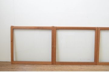 アンティーク建具　昭和レトロな雰囲気を盛り上げる大判ガラス窓4枚セット(ガラス戸、引き戸)(R-067581)