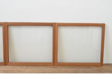 アンティーク建具　昭和レトロな雰囲気を盛り上げる大判ガラス窓4枚セット(ガラス戸、引き戸)(R-067581)