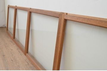 アンティーク建具　昭和レトロな雰囲気を盛り上げる大判ガラス窓4枚セット(ガラス戸、引き戸)(R-067581)