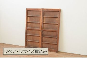 アンティーク建具　横桟　時を経た木色が味わい深い板戸2枚セット(窓、引き戸、舞良戸、まいらど)(R-067583)