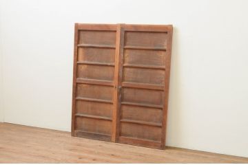 アンティーク建具　横桟　時を経た木色が味わい深い板戸2枚セット(窓、引き戸、舞良戸、まいらど)(R-067583)