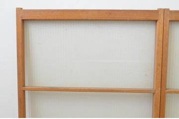 アンティーク建具　レトロな雰囲気が魅力のモールガラス引き戸2枚セット(ガラス戸)(R-067588)