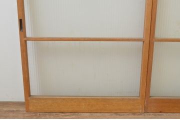 アンティーク建具　レトロな雰囲気が魅力のモールガラス引き戸2枚セット(ガラス戸)(R-067588)