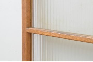 アンティーク建具　レトロな雰囲気が魅力のモールガラス引き戸2枚セット(ガラス戸)(R-067588)