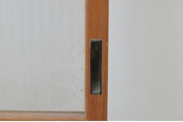 アンティーク建具　レトロな雰囲気が魅力のモールガラス引き戸2枚セット(ガラス戸)(R-067588)