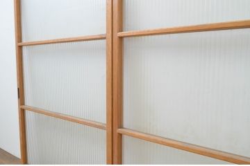 アンティーク建具　レトロな雰囲気が魅力のモールガラス引き戸2枚セット(ガラス戸)(R-067588)