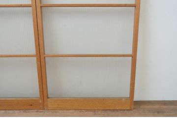 アンティーク建具　レトロな雰囲気が魅力のモールガラス引き戸2枚セット(ガラス戸)(R-067588)