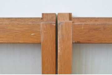 アンティーク建具　レトロな雰囲気が魅力のモールガラス引き戸2枚セット(ガラス戸)(R-067588)