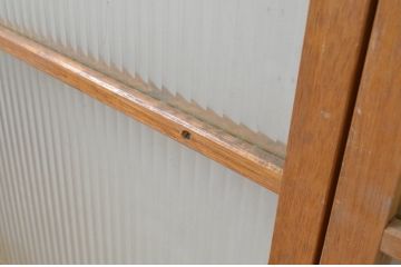 アンティーク建具　レトロな雰囲気が魅力のモールガラス引き戸2枚セット(ガラス戸)(R-067588)