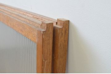 アンティーク建具　レトロな雰囲気が魅力のモールガラス引き戸2枚セット(ガラス戸)(R-067588)
