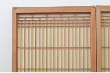 アンティーク建具　和モダンな空間づくりにおすすめの格子入りの障子戸2枚セット(組子、窓、格子戸、引き戸)(R-067589)