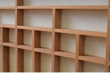 アンティーク建具　和モダンな空間づくりにおすすめの格子入りの障子戸2枚セット(組子、窓、格子戸、引き戸)(R-067590)