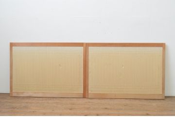 アンティーク建具　和モダンな空間づくりにおすすめの格子入りの障子戸2枚セット(組子、窓、格子戸、引き戸)(R-067590)