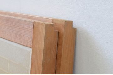 アンティーク建具　和モダンな空間づくりにおすすめの格子入りの障子戸2枚セット(組子、窓、格子戸、引き戸)(R-067590)