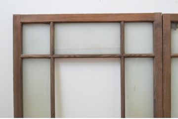 アンティーク建具　大正ロマンの雰囲気を醸し出すデザインが魅力的なガラス窓2枚セット(ガラス戸、引き戸)(R-067591)