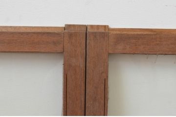 アンティーク建具　レトロな雰囲気づくりにおすすめの大判ガラス窓2枚セット(ガラス戸、引き戸)(R-67595)