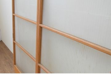 アンティーク建具　モールガラス入り　レトロな雰囲気溢れるガラス窓2枚セット(ガラス戸、引き戸)(R-067596)