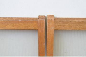 アンティーク建具　モールガラス入り　レトロな雰囲気溢れるガラス窓2枚セット(ガラス戸、引き戸)(R-067596)